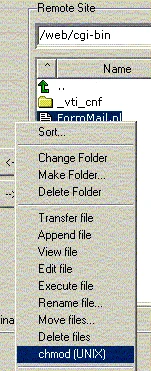 chmod command on pop-up menu