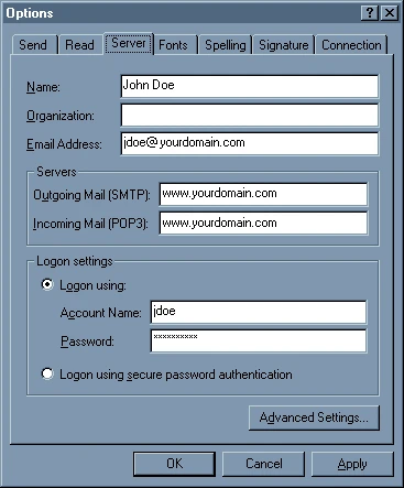 Server tab