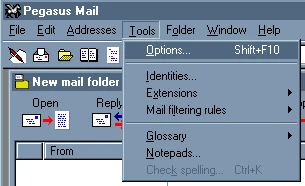 Tools -> Options